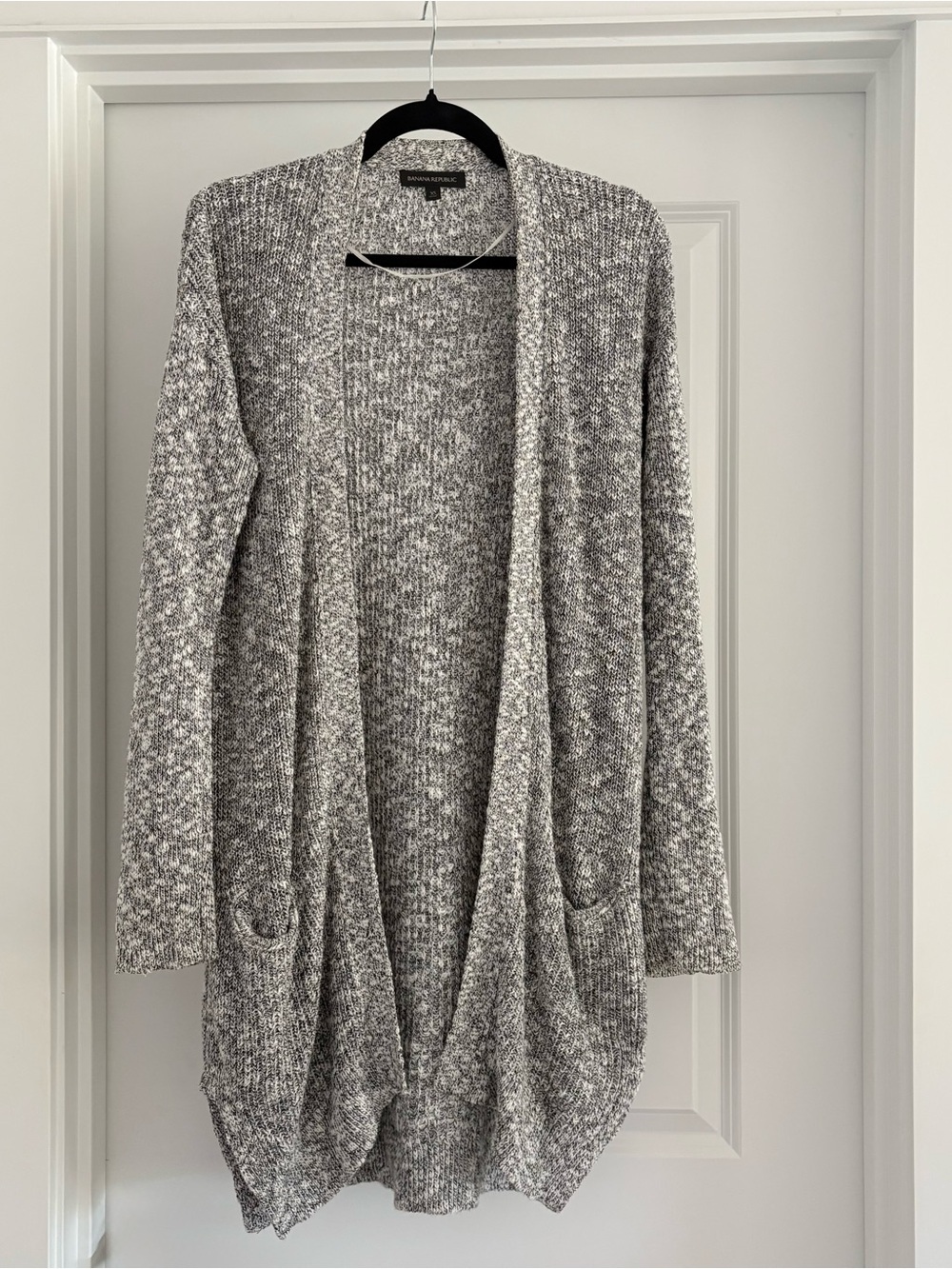 Banana Republic Marbled Gray Open Front Knit Cardigan Sweater XS Work Lounge